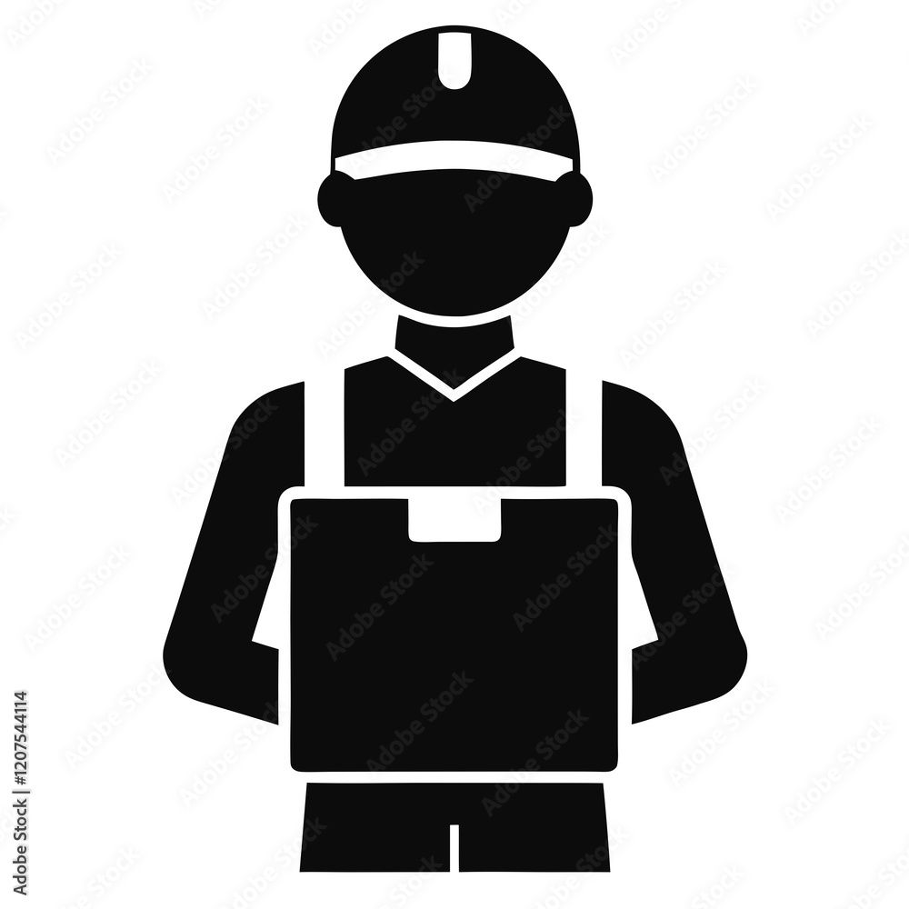 Delivery Person Holding Package - Vector Icon Delivery Person Holding Package - Vector Icon