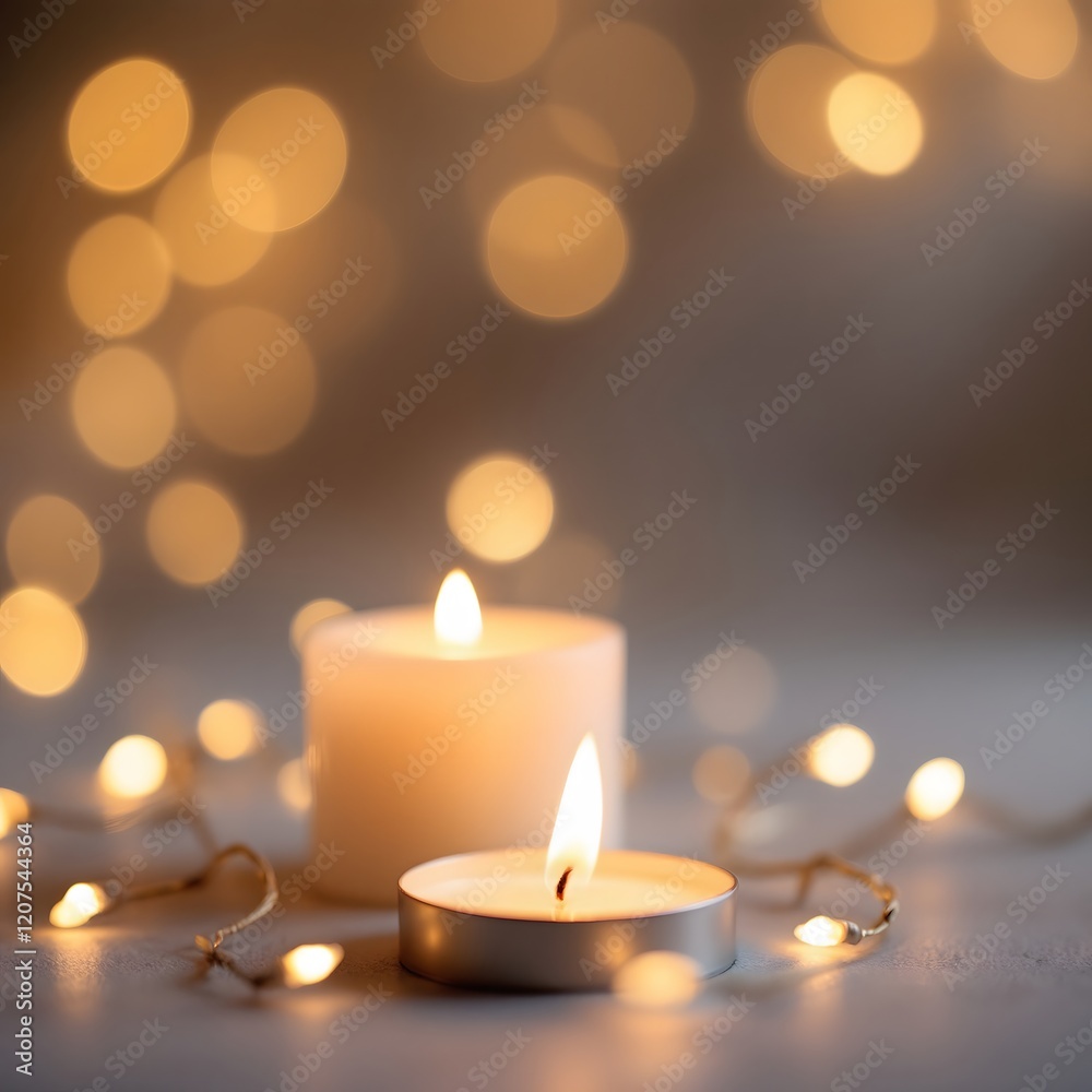 Lit Candles and Warm Bokeh Lights Create Cozy Ambient Glow at Night Lit Candles and Warm Bokeh Lights Create Cozy Ambient Glow at Night