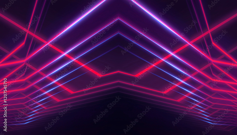Fototapeta premium Abstract neon background with bright neon lines and rays, scene.