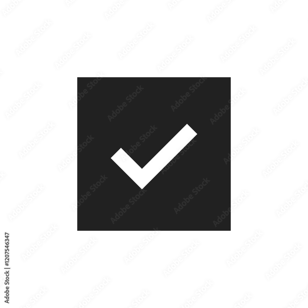 A stylish black and white checkmark icon symbolizes approval and agreement. This versatile design integrates well into digital applications, enhancing visual communication across multiple platforms A stylish black and white checkmark icon symbolizes approval and agreement. This versatile design integrates well into digital applications, enhancing visual communication across multiple platforms