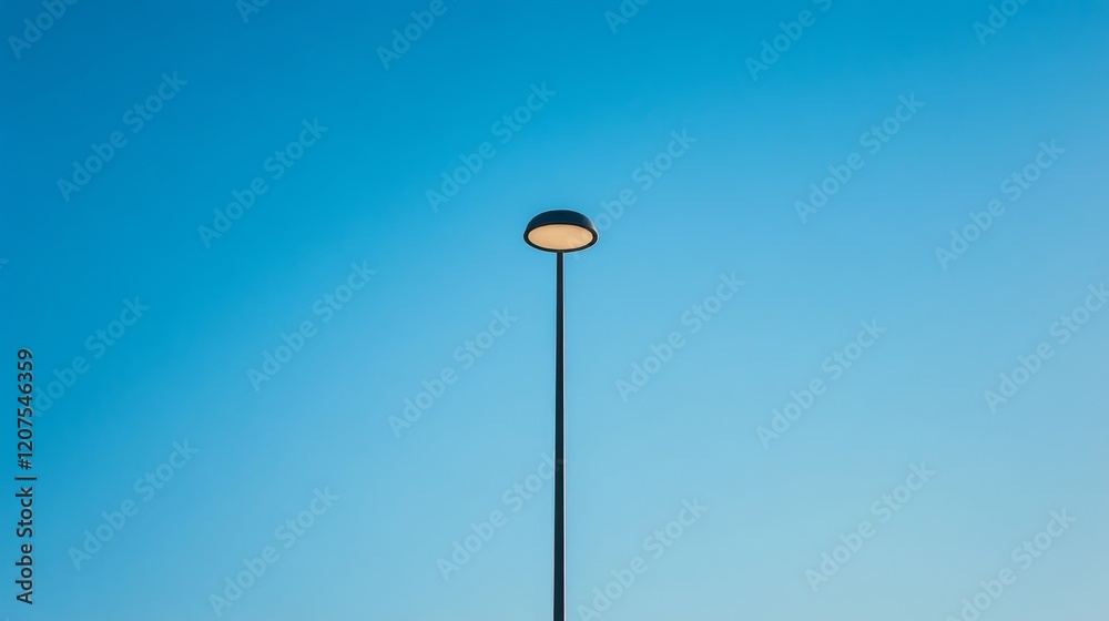 Single lamppost against a clear blue sky. Single lamppost against a clear blue sky.