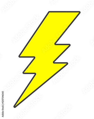 スタイリッシュなデザインの黄色い稲妻マーク - 雷や電気･電力のアイコンやショックのイメージ素材