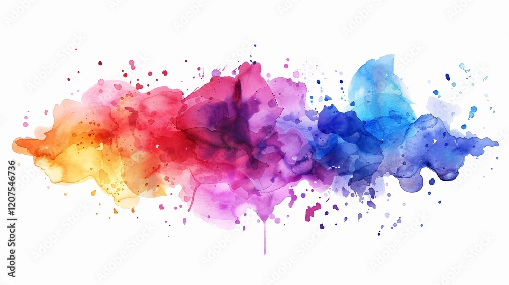 Fototapeta premium Vibrant Watercolor Splash Stains Abstract Background Illustration
