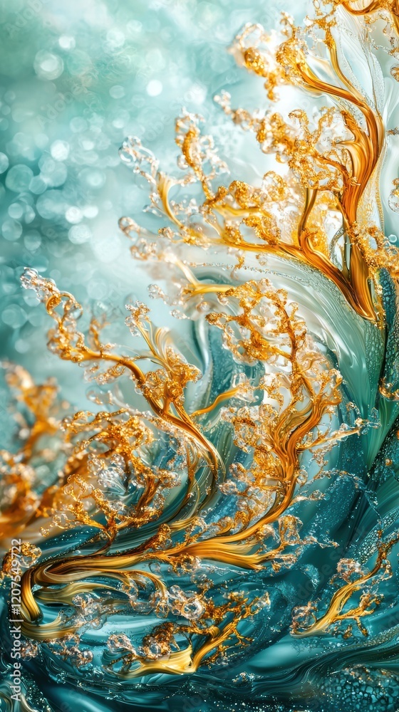 Obraz premium Ethereal algae patterns intricate swirls in sunlit waters