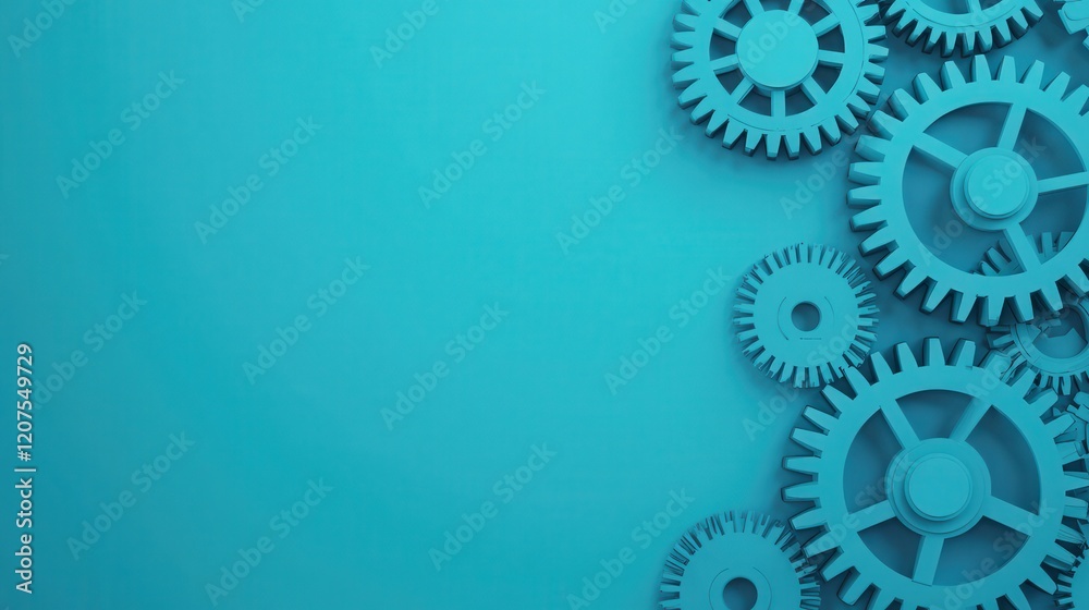 Blue Background with Gear Shapes Creating a Mechanic Aesthetic