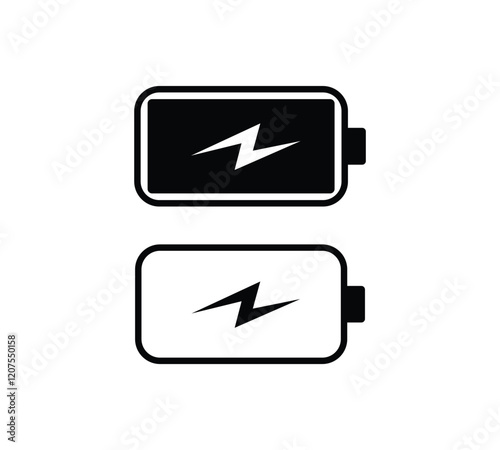 Battery charge icon vector. Discharged battery symbol.  Battery symbol icon set, battery low, charging, high charge, indicator illustration symbol. accumulator logo.