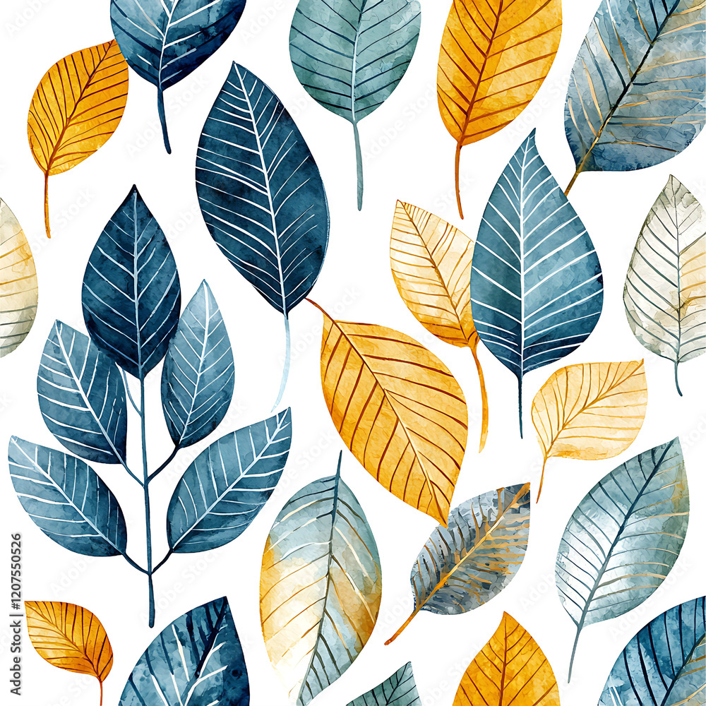 Obraz premium Botanical of colorful leaves nature study watercolor art vibrant environment artistic perspective organic design