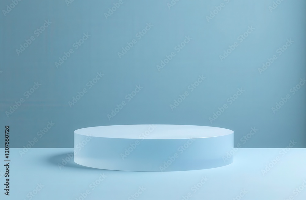 Matte acrylic podium on a blue background. Ideal for presentation and advertising Matte acrylic podium on a blue background. Ideal for presentation and advertising