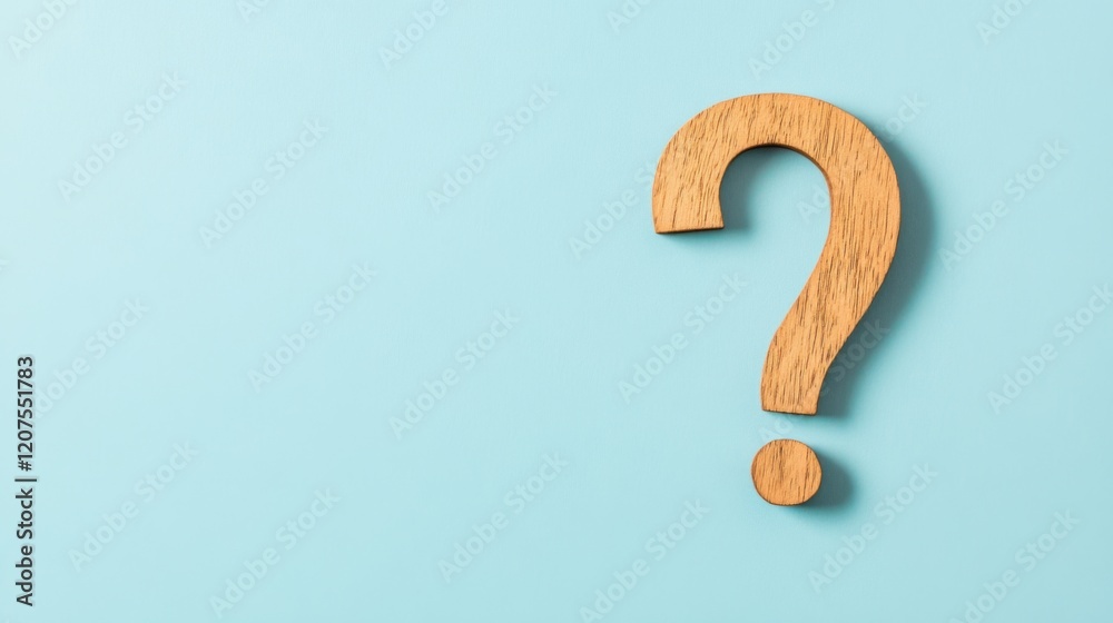 Wooden question mark on blue background. Wooden question mark on blue background.