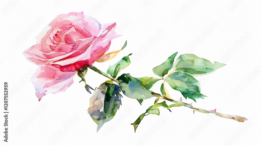 Obraz premium Pink Rose Watercolor Floral Illustration Painting for Designs and Artworks