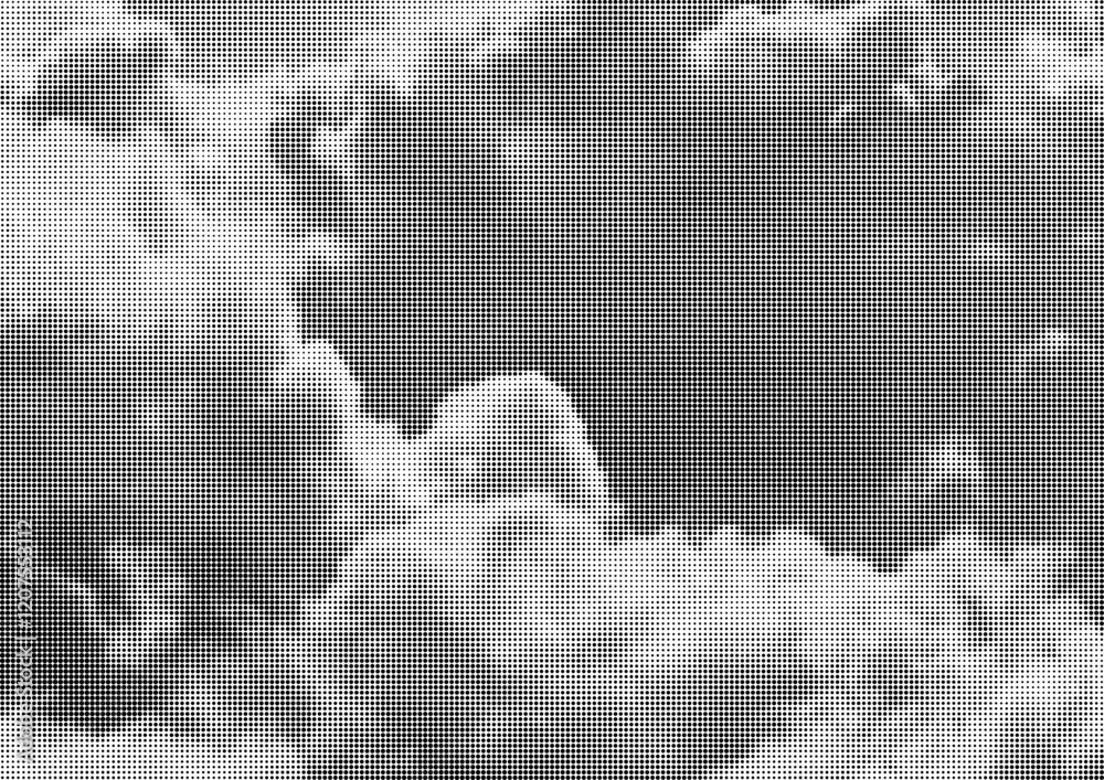 Halftone vector clouds texture with a transparent background