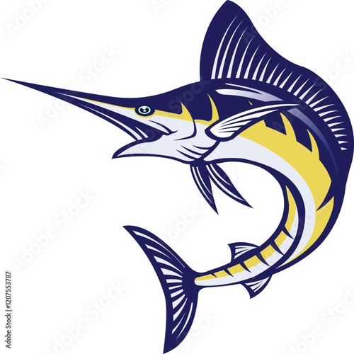 Marlin fishing logo vector illustration. Swordfish fishing Ocean fish logo
