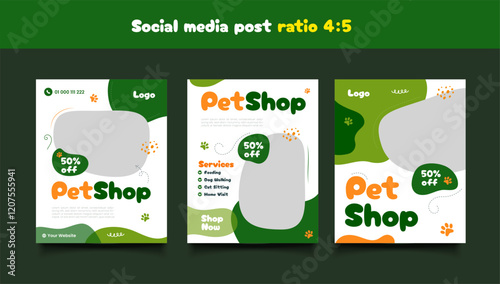 Set of Social media templates for pet shop, dog grooming and sale promotion.
