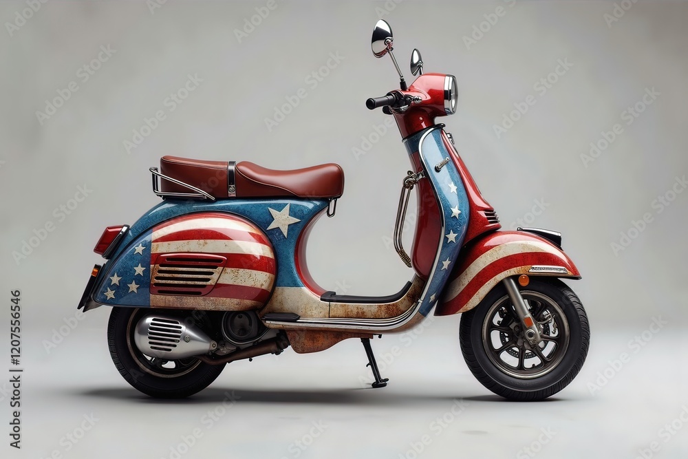 Fototapeta premium Ai scooter con la bandiera americana 04