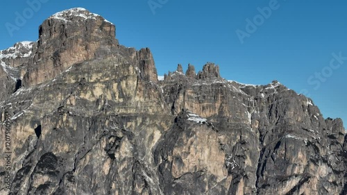 Wallpaper Mural Sella Ronda group. Italian Dolomites drone aerial view in winter snow ski sunny days. Sella Ronda Marmolada .Aerial landscape of snowy Italian Alps Dolomites with Sella group in front and Marmolada. Torontodigital.ca