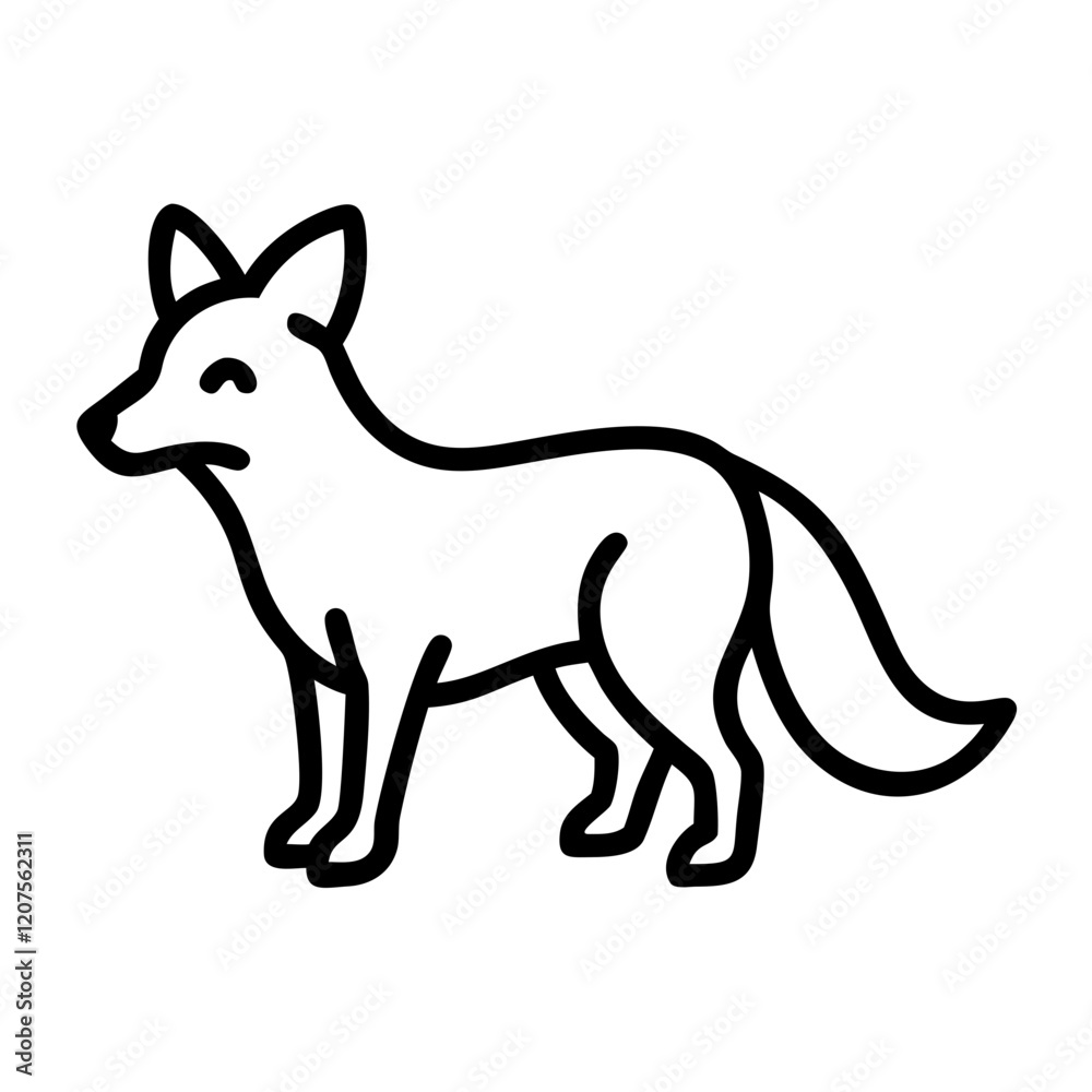 Simple black vector icon of a standing fox Simple black vector icon of a standing fox