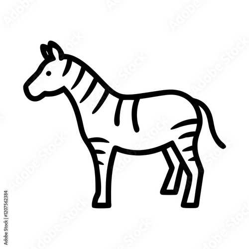 Minimalistic black zebra icon silhouette on white background
