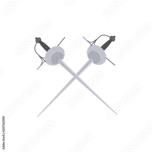 Fencing Swords,  Sport Equipment Vector Illustration Isolated