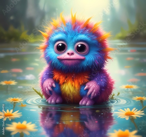 Illustration of fluffy and cute small monster.