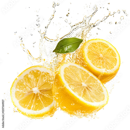 Lemons splashingisolated on PNG background