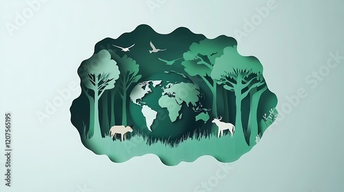 Creative Wildlife Scene with Layered Paper Design photo