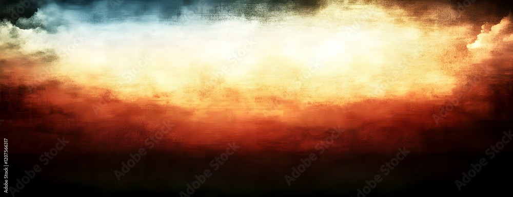 Fototapeta premium Fiery sky, sunset cloudscape, digital art, background