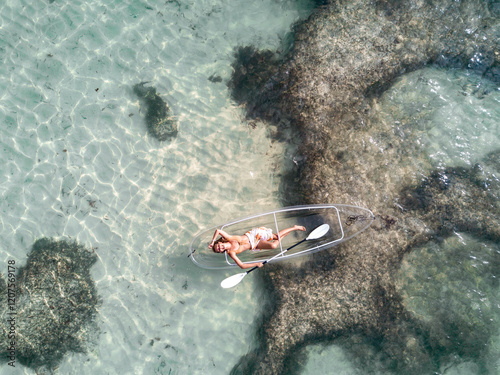 Drone of Crystal Sea Through Kayak Experience - Seychelles, La Digue