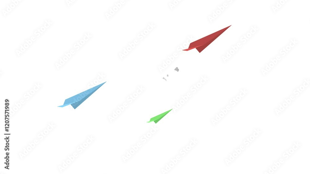 Paper airplanes fly ahead. Competitive animation Paper airplanes fly ahead. Competitive animation