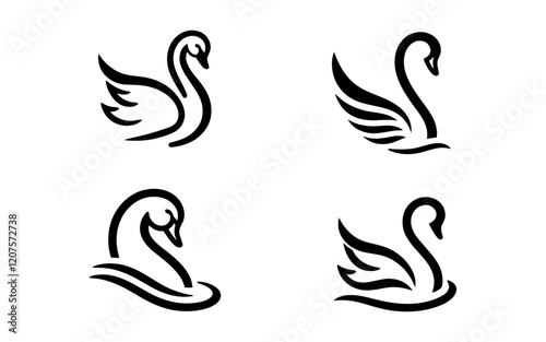  Swan line art elegant  designs 