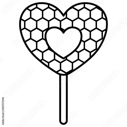 cute kawaii Honey comb lollipop outline cartoon doodle illustration
