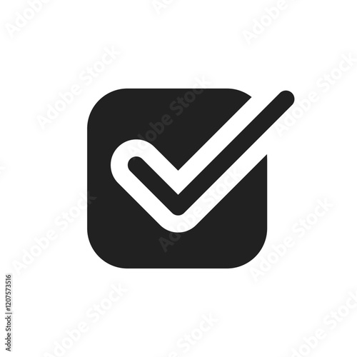 A modern checkmark icon symbolizes approval, verification, and task completion, effectively conveying success and affirmation in various creative designs and projects across multiple mediums