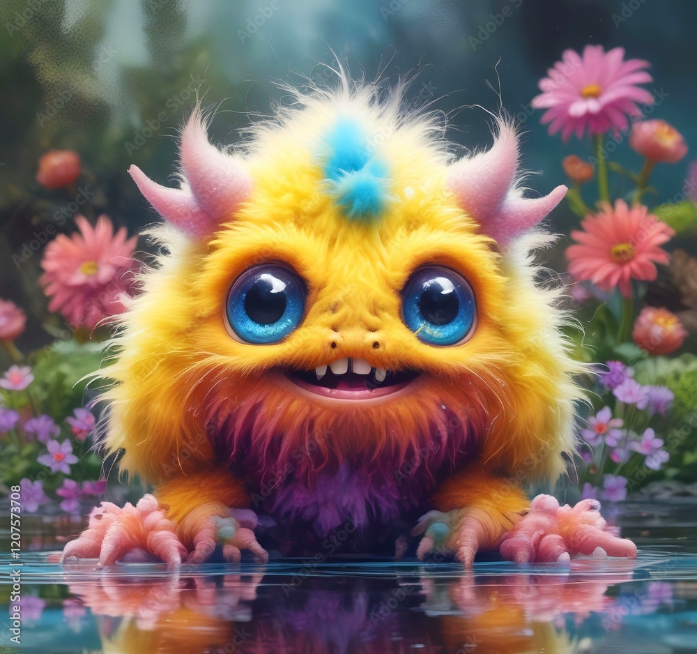 Illustration of fluffy and cute small monster. Illustration of fluffy and cute small monster.