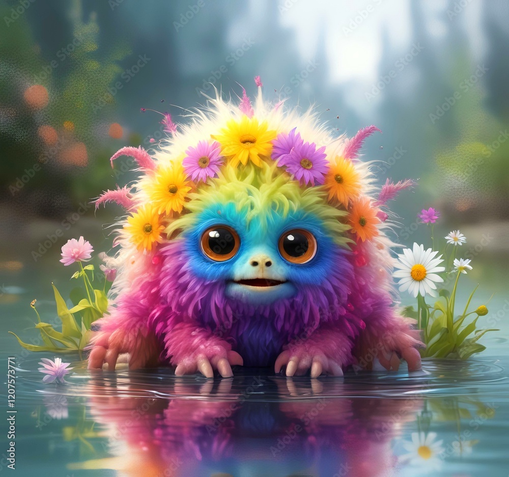 Illustration of fluffy and cute small monster. Illustration of fluffy and cute small monster.
