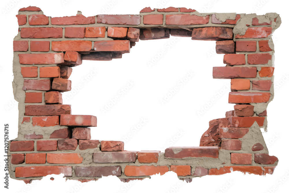 Obraz premium Circular Hole in a Red Brick Wall Background