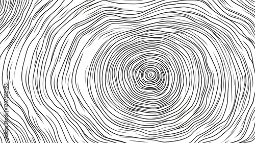 Vector illustration of a hand-drawn, wavy concentric tree ring pattern with an editable stroke on transparent background.