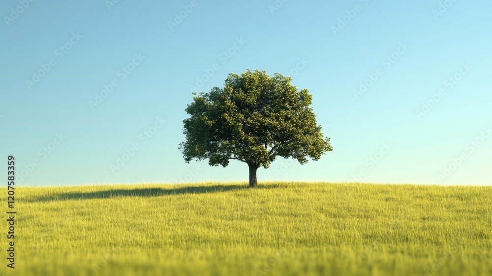 A solitary tree stands proudly in a vibrant green field, basking in the warmth of a sunny day, its leaves shimmering under the bright blue sky. A solitary tree stands proudly in a vibrant green field, basking in the warmth of a sunny day, its leaves shimmering under the bright blue sky.
