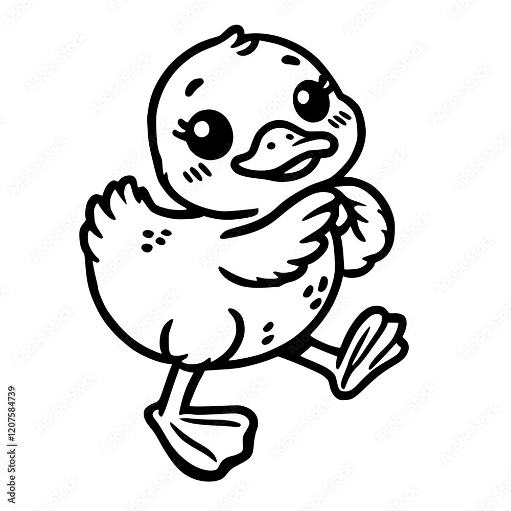 Illustration of a duck cute, silhouette of a duck cute 