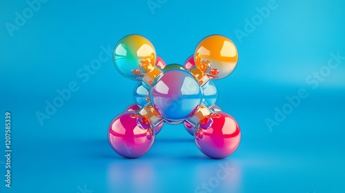 Detailed Visualization of a Methane Molecule in 3D Highlighting Covalent Bonds and Electron Sharing with a Beautiful Blue Gradient