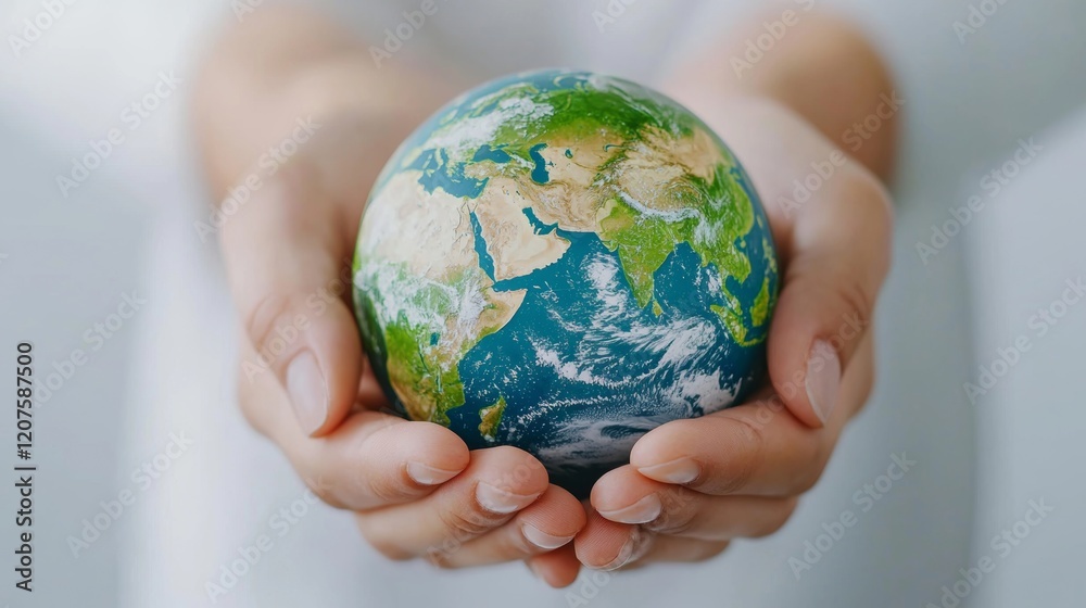 A person holds a globe in their hands, symbolizing care for the Earth and a commitment to environmental protection and sustainability. A person holds a globe in their hands, symbolizing care for the Earth and a commitment to environmental protection and sustainability.
