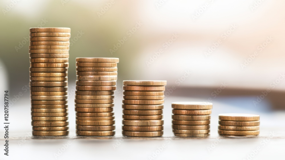 A detailed view of shiny coins piled high, with a vintage clock softly blurred in the background, symbolizing the passage of time and wealth. A detailed view of shiny coins piled high, with a vintage clock softly blurred in the background, symbolizing the passage of time and wealth.