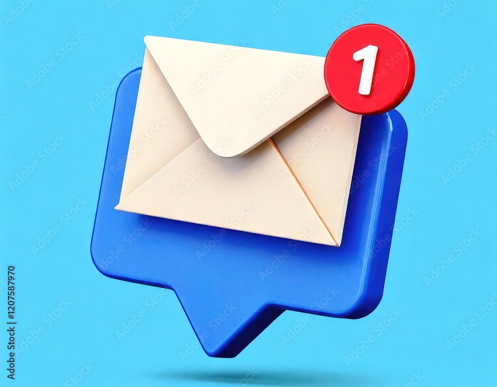 New Message Notification: A Clean, 3D Rendered Email Icon New Message Notification: A Clean, 3D Rendered Email Icon