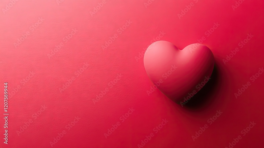 Obraz premium A bright pink heart on a bold red background, with a shadow effect and text room below. Perfect for Valentines messages.