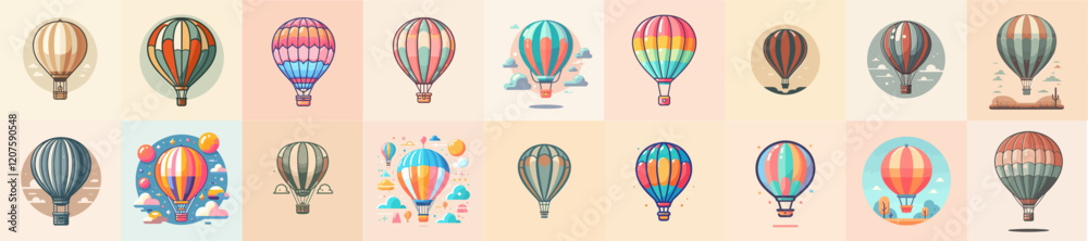 Obraz premium big collection of air balloon illustration