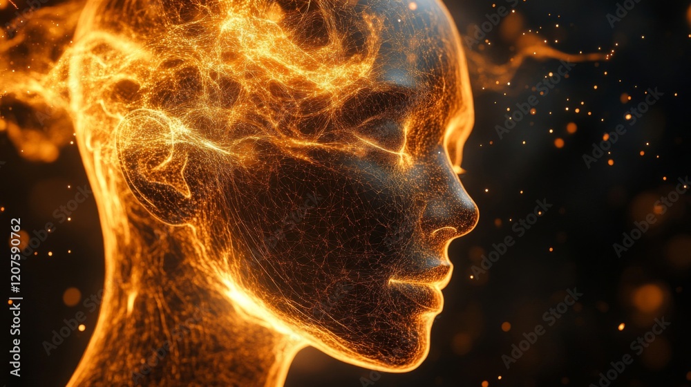 Fiery Abstract Portrait of a Woman's Profile Fiery Abstract Portrait of a Woman's Profile