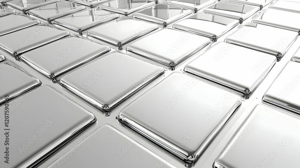 Polished Metallic Squares Creating an Elegant Reflective Surface
