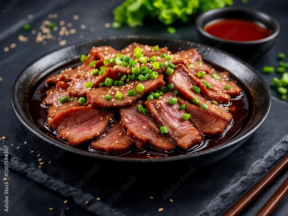 Seared Beef Sirloin with Teriyaki Glaze and Sesame Seeds Seared Beef Sirloin with Teriyaki Glaze and Sesame Seeds