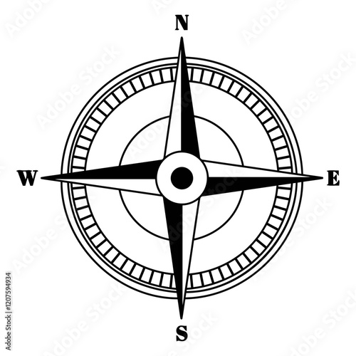 Classic Compass Rose: A simple yet elegant compass rose, a timeless navigational symbol, showing North, South, East, and West directions.  The design is clean and crisp.