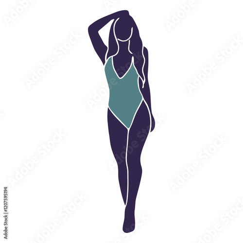 Silhouette of a Woman in a Swimsuit: A minimalist silhouette of a woman in a swimsuit, a timeless depiction of summer's allure and carefree spirit.