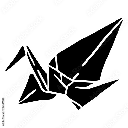 Origami Crane Silhouette: A striking silhouette of a meticulously folded origami crane, showcasing the intricate art of paper folding.  The minimalist design creates a sense of elegant simplicity.