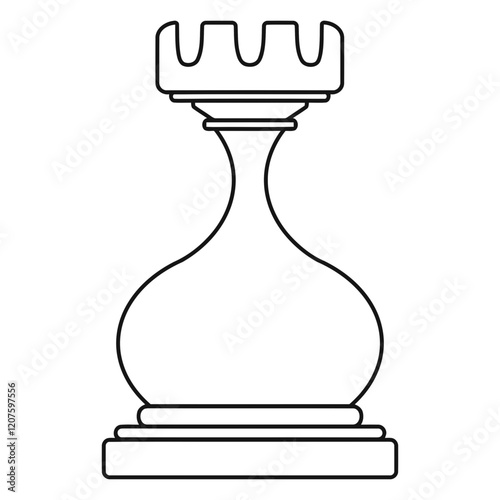 Chess Rook Icon: A minimalist line drawing of a chess rook, symbolizing strategic planning, calculated moves, and the power of foresight in a game of strategy.  